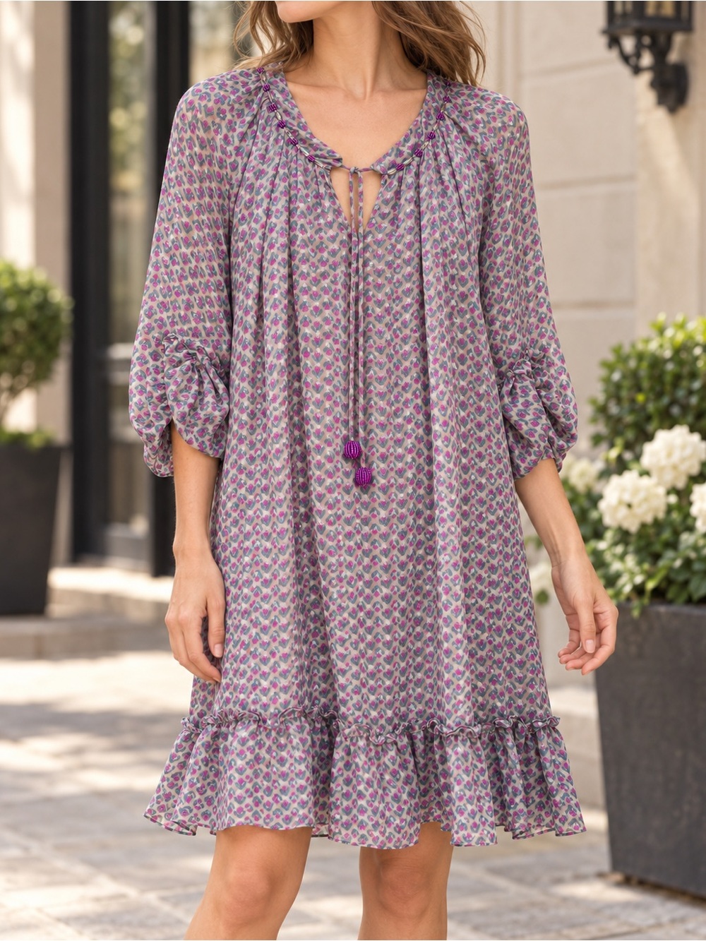 Vintage Marc Jacobs Mainline 100% Silk Beaded Floral Dress Size M